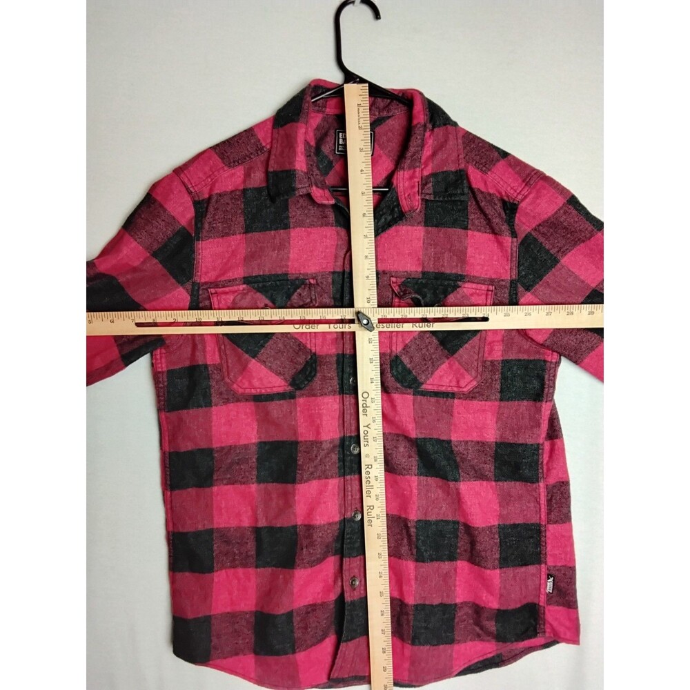 Eddie Bauer Mens Long Sleeve Flannel Shirt Medium Button buffalo Plaid red Black - Picture 5 of 5